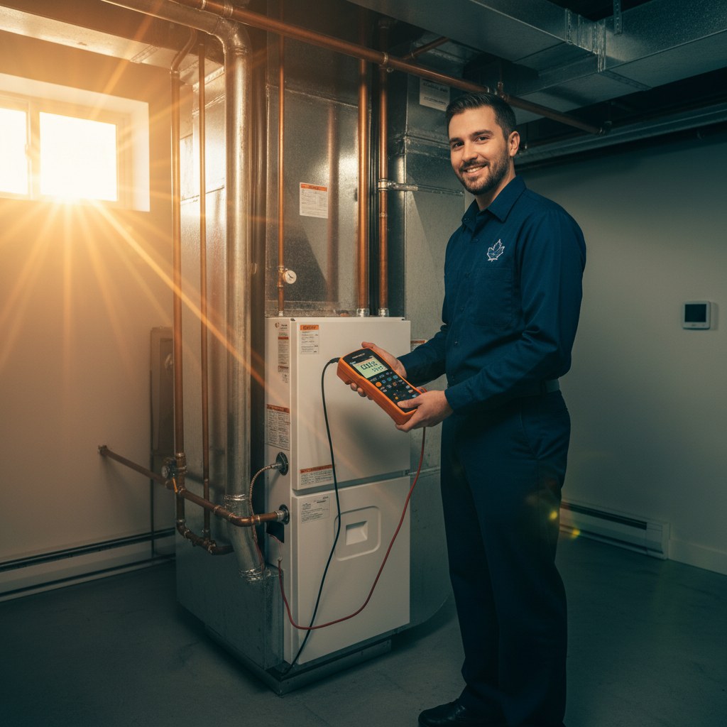 AeroFusion technician installing a high-efficiency furnace in a Toronto home